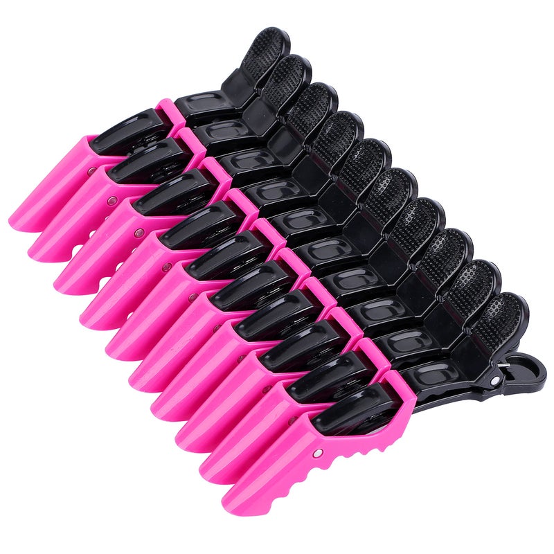 HH&LL Hair Clips for Women - Wide Teeth & Double-Hinged Design Alligator Styling Sectioning Clips of Professional Hair Salon Quality 10Pack (Rose Red) - Image 1